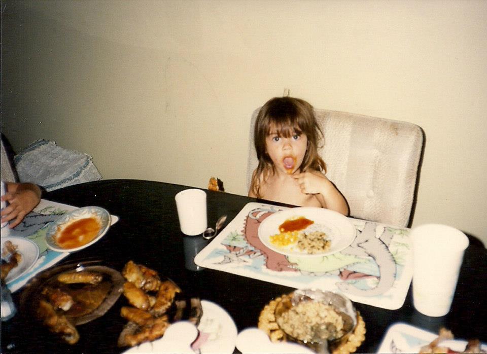 Discovering hot sauce at the dinner table as a child.