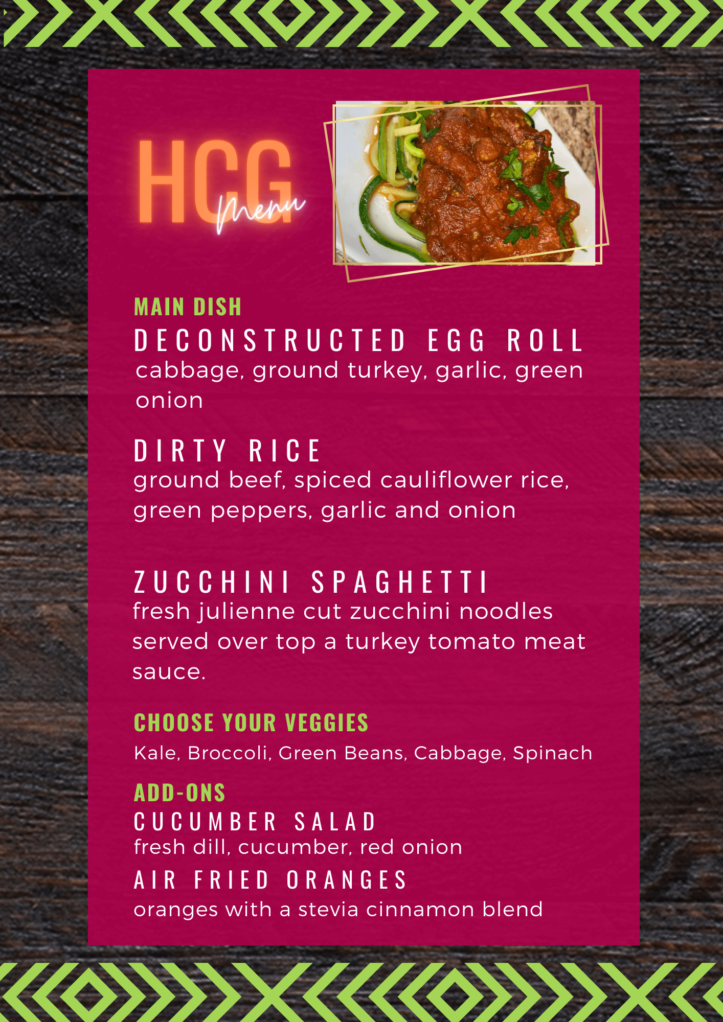 HCG 3 Chef Dev's HCG Menu